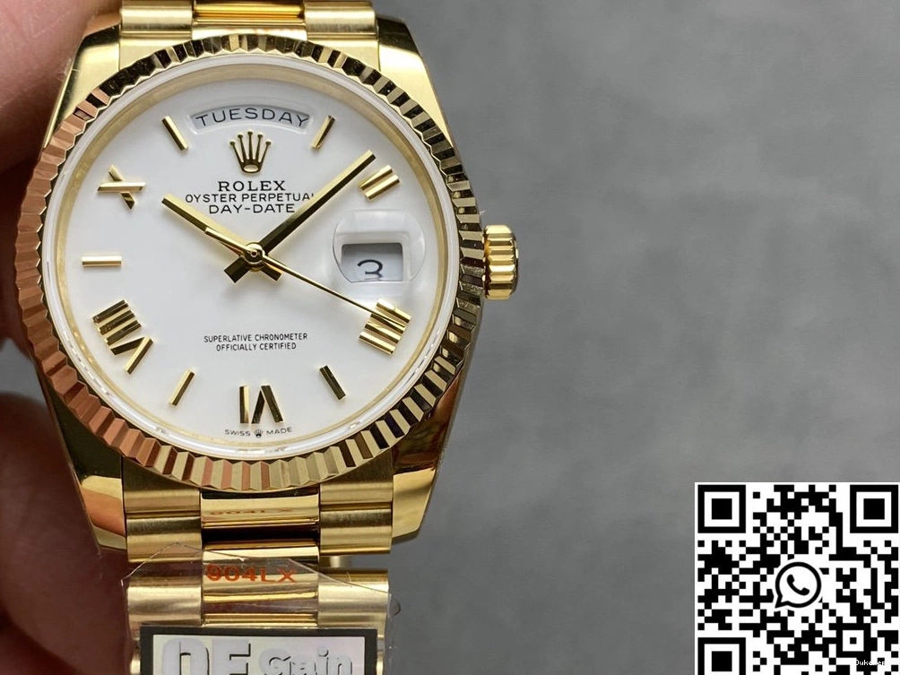 M128238-0113 QF Date Rolex White v5 987 Dial Day Yellow Tungsten Steel Gold Resilient 36mm Factory 0719